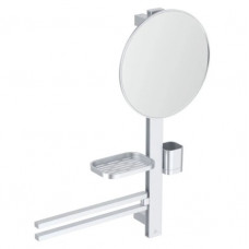 Ideal Standard Alu+ M strieborné kozmetické zrkadlo 32cm s 2 poličkami a vešiakmi BD588SI