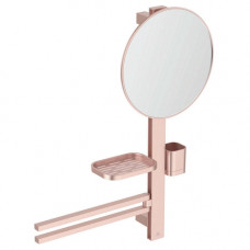 Ideal Standard Alu+ M ružové kozmetické zrkadlo 32cm s 2 poličkami a vešiakmi BD588RO